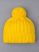 Шапка детская вязаная осенняя с помпоном