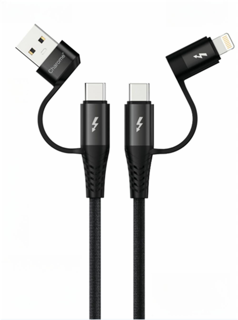 Кабель USB CHROME C24 4 в 1 для iPhone/Type C (черный) 1m