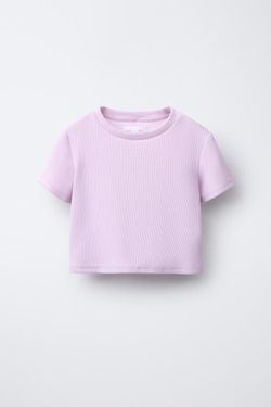 ZARA РУБАШКА OXFORD В ПОЛОСКУ С ФУТБОЛКОЙ В РУБЧИК, ЦВЕТ МАЛЬВЫ