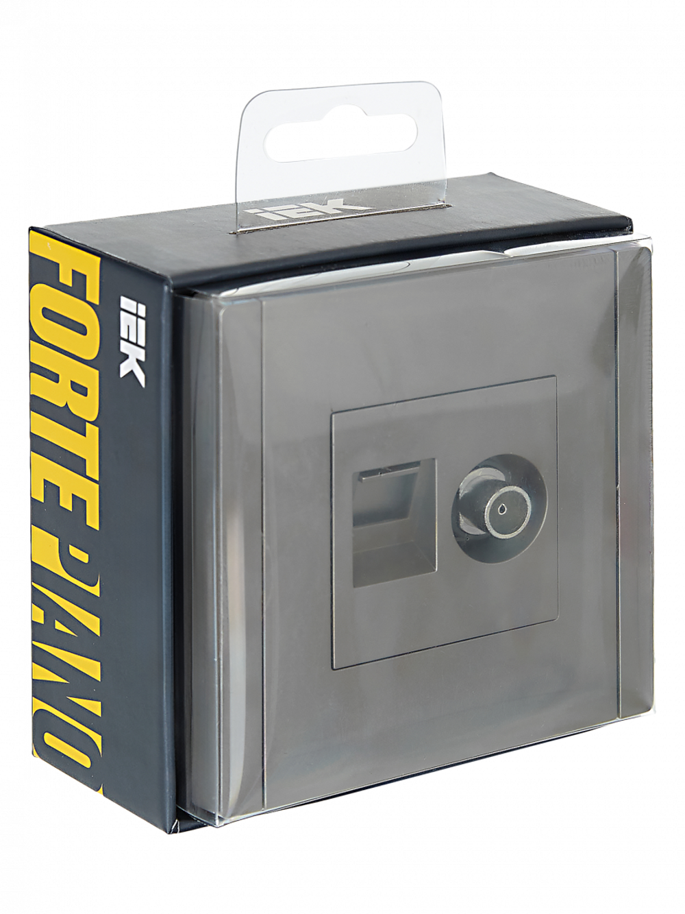 FORTE&PIANO Розетка двойная TV+RJ45 кат.6 FP537 сталь IEK