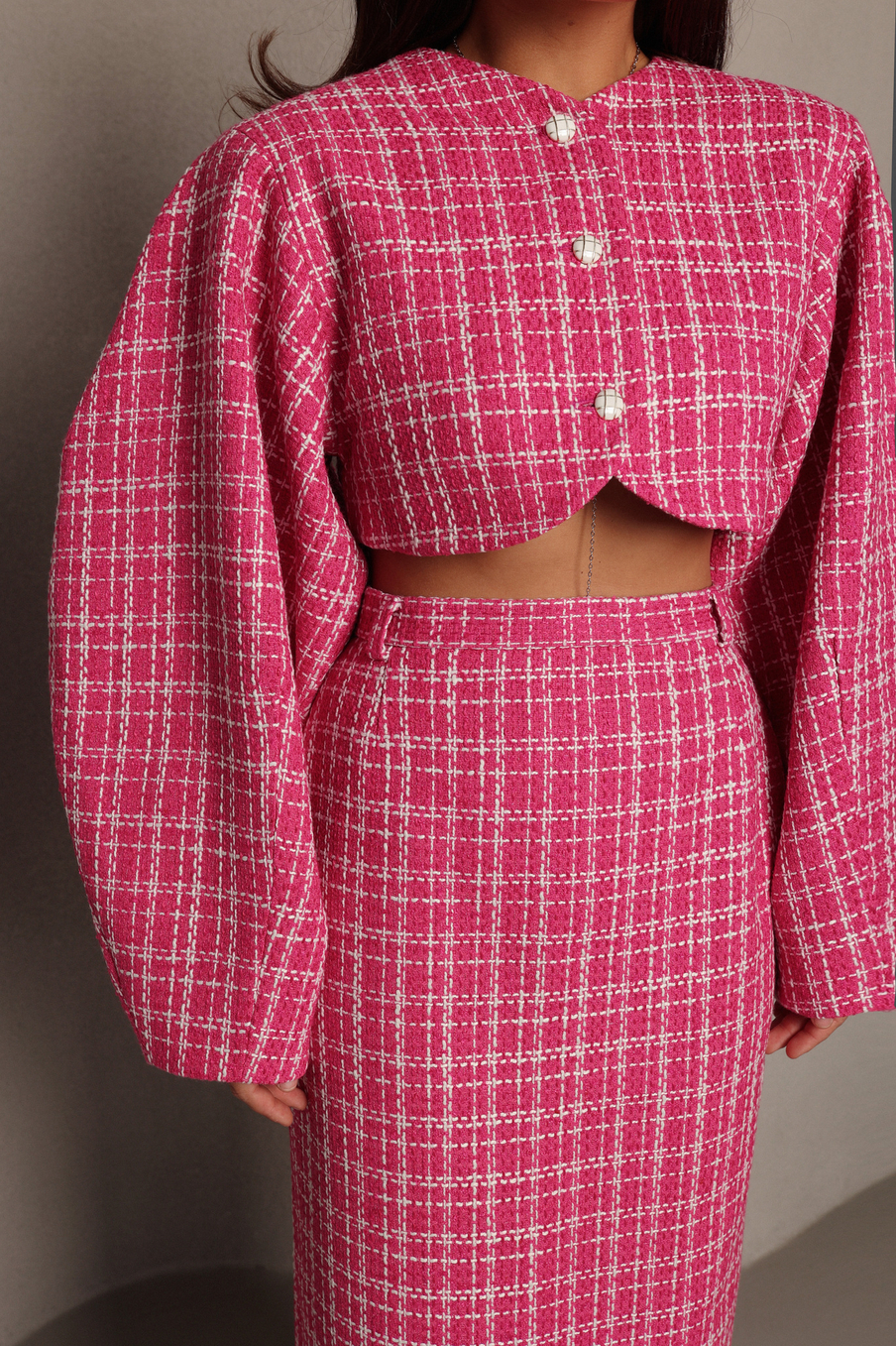 Жакет из твида О-силуэта