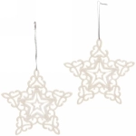 Подвески в блестках «Звездочки кружевные» 10 см (набор 2шт), белый