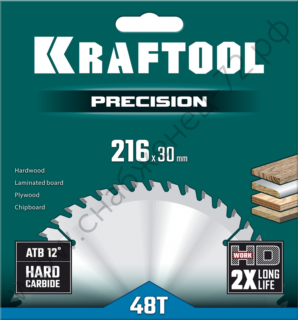 KRAFTOOL PRECISION 216х30мм 48Т, диск пильный по дереву