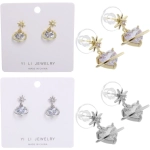 Серьги из гиппоалергенного металла «ПАЛУМНА», звезды, цвет золото и серебро, 2*1,5см