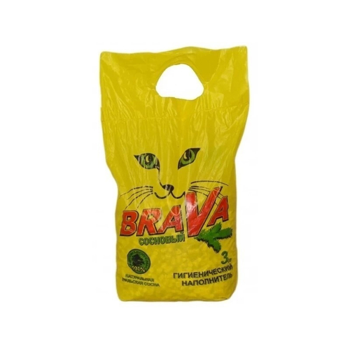 Древесный наполнитель BraVa для кошачьего туалета, сосновый, 3 л