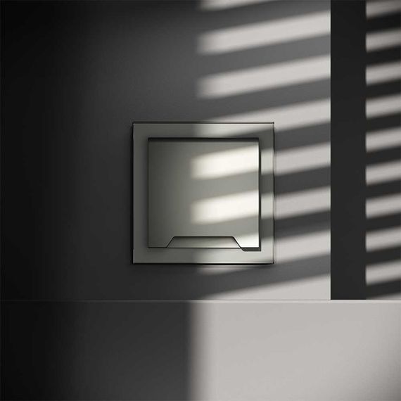 Розетка встраиваемая Voltum S70 с заземлением, защитными шторками и крышкой 16А, (сталь) VLS040305