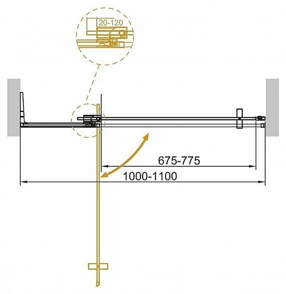 Душевая дверь Cezares Slider B-1-100/110 хром тонированный