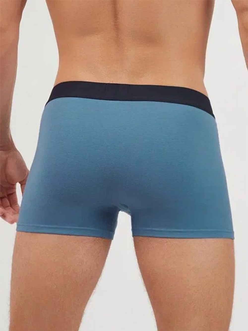 Хлопковые трусы-боксеры с нашивкой на резинке (Размер: XXXL) (Цвет: темно-синий)