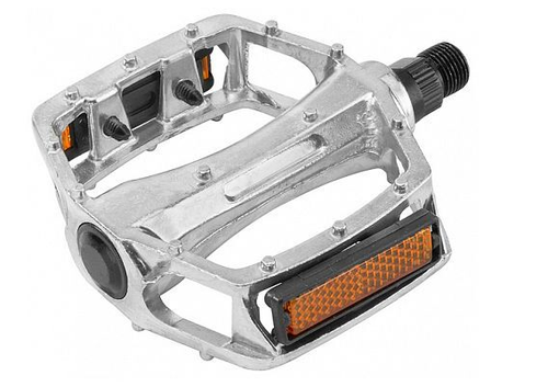 Педали BLF-B8 алюминиевые серебристые 9/16" со светоотраж. арт.360107 (10216170/140122/3010525, Китай)