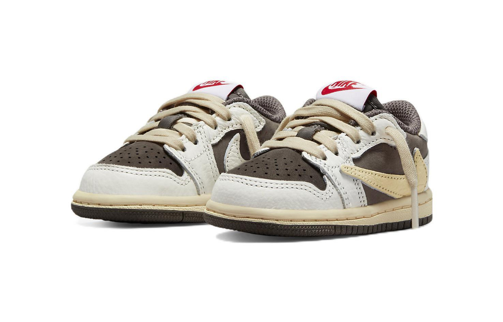 Baby Travis Scott x Jordan Air Jordan 1 Low OG "Reverse Mocha" Trend Anti-Slip Damping Retro Basketball Shoes White Brown