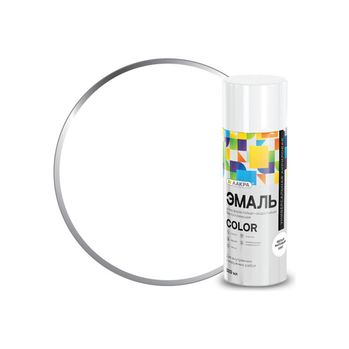 Эмаль аэрозольная ЛАКРА Color белый матовый 520 мл