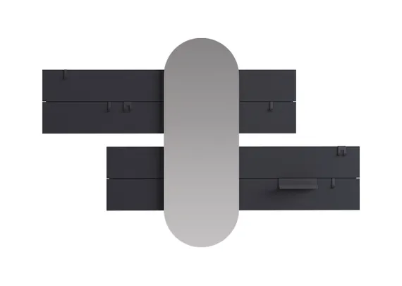 Вешалка Stripe L горизонтальная с зеркалом 60*160 см (черный)