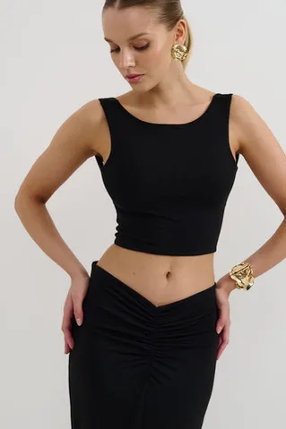 Топ с открытой спиной из вискозы черного цвета