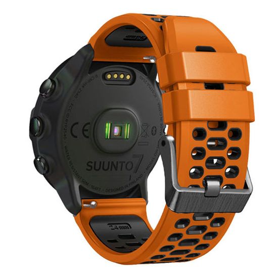 Ремешок двухцветный дышащий 24 мм для Suunto 9 Baro, Suunto 7, Suunto Spartan Sport силиконовый (Оранжевый/черный)