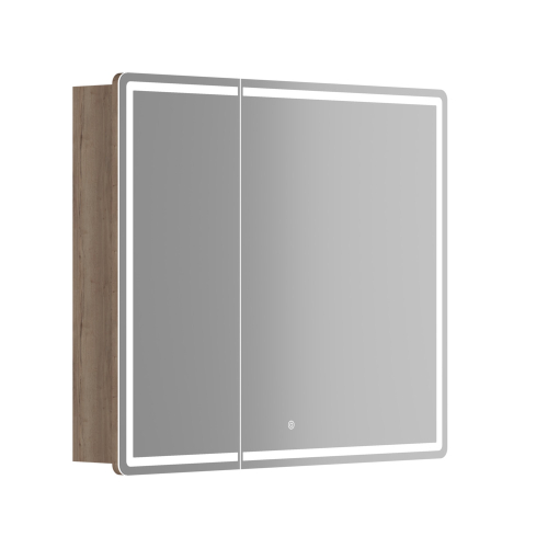 Зеркальный шкаф для ванной комнаты Sancos Mirror 890x150х740 мм, с LED подсветкой, цвет дуб галифакс натуральный, арт. MI90EG