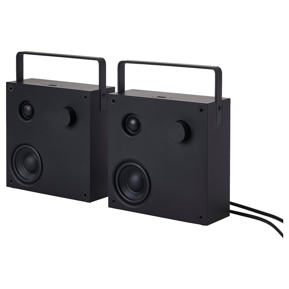 IKEA VAPPEBY  (ИКЕА ВАППЕБЙ)  -  Колонки Bluetooth, черные/2 шт gen 3, 20x20 см