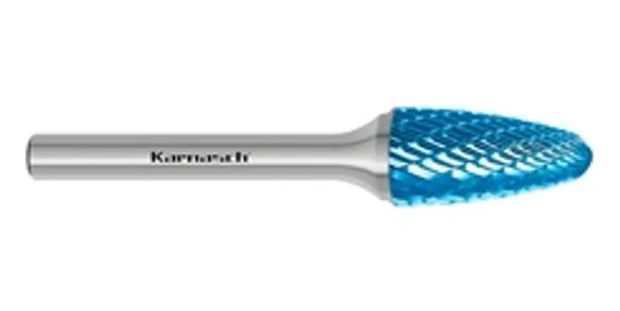 Борфреза твердосплавная Karnasch форма N (перевернутый конус), 3х5х3х38 мм, универсальная насечка HP-3, покрытие Blue-Tec, арт. 11.5096-005