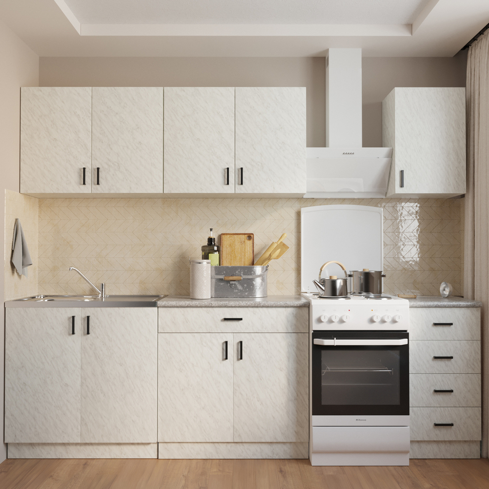 шкаф навесной кухонный с сушкой 50 белый мрамор