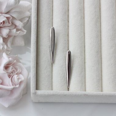 Швензы удлинённые Капля 32*5 мм с английским замком, родий, Ш132