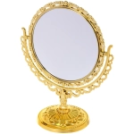 Зеркало настольное в пластиковой оправе «Версаль - Круг», цвет золото, двухстороннее, 24см.