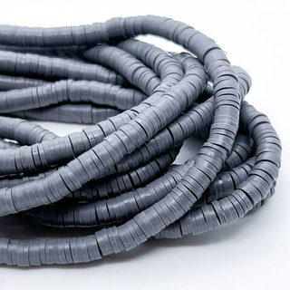 Бусина-диск, цвет серый, размер 6 мм, цена за нить 40 см