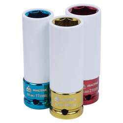 МАСТАК (006-43C) Набор ударных глубоких шестигранных головок 1/2", 17, 19, 21 мм, пластиковое покрытие, кейс, 3 предмета