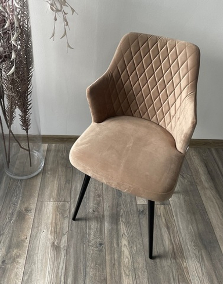 Стул М-City DISAUR Герман (Herman) поворотный на 360 градусов, Бежевый 5, Велюр, Черный каркас