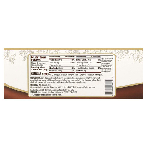 ChocZero, Premium Cookies, печенье с темным шоколадом, 20 пакетиков по 11,5 г (0,4 унции)