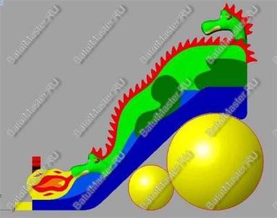 Коммерческий надувной батут-горка "Огненный дракон" 15*7*11 м