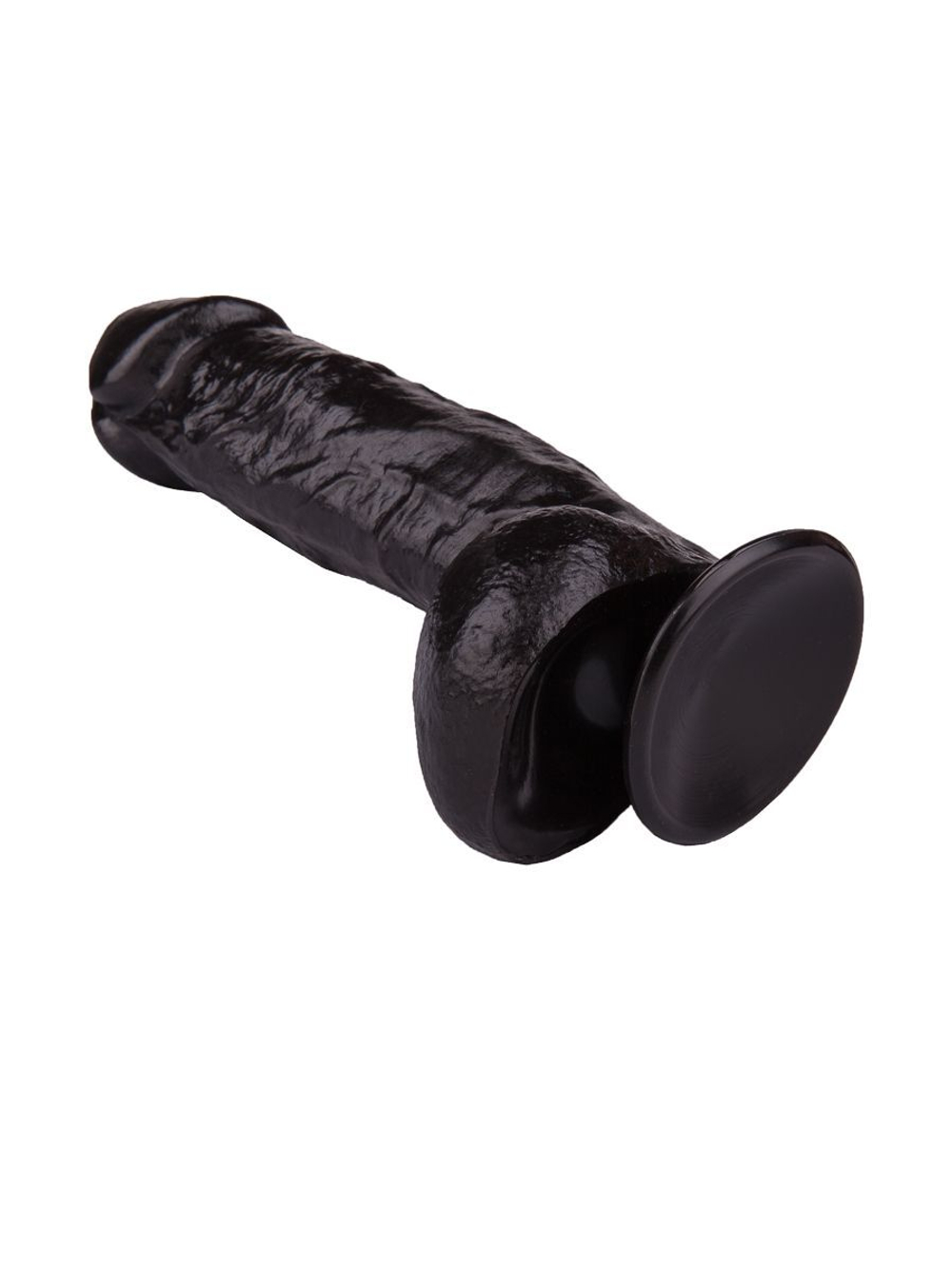 Реалистичный чёрный фаллоимитатор на присоске - 17,8 см. (Цвет: черный)