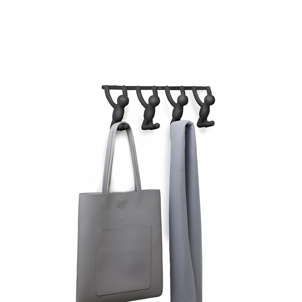 Вешалка надверная Buddy 4 крючка черная