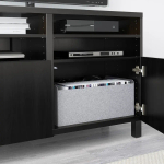 Тумба под ТВ с дверцами - IKEA BESTÅ/BESTA/БЕСТО ИКЕА, 42х74х120 см, черный/светло-коричневый