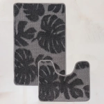 Комплект ковриков для ванной и туалета My Crystal серия Gold 50*80 и 40*50 Монстера антрацит