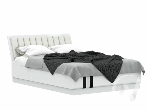 Кровать 1;6 с ПМ Спальня Магнолия (белый/белый глянец холодный)