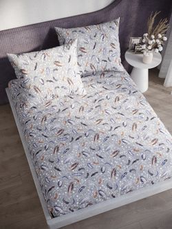 Постельное белье перкаль Сказка "Перо микс" 2-спальное  Наволочка 70х70 см 2 шт Простынь на резинке 160x200 см Пододеяльник 175x215 см