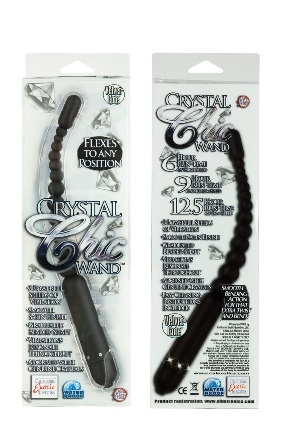 Гибкий вибратор Crystal Chic - 29 см. (Цвет: черный)