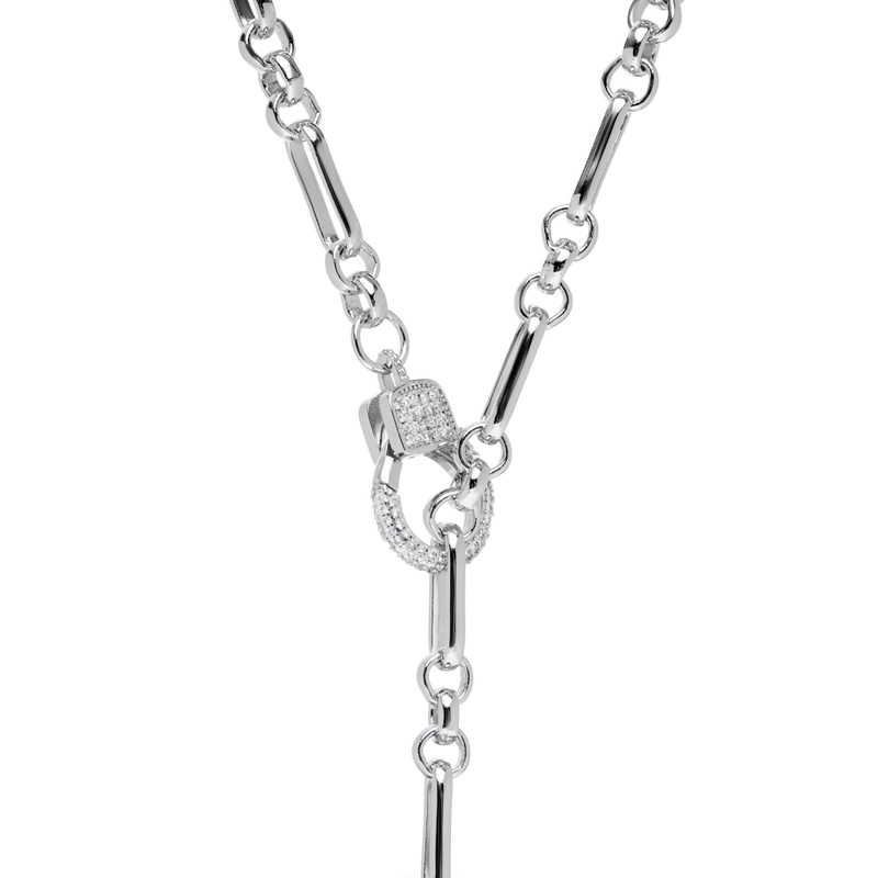 Колье Блестящая Застежка с Веревкой – Серебро