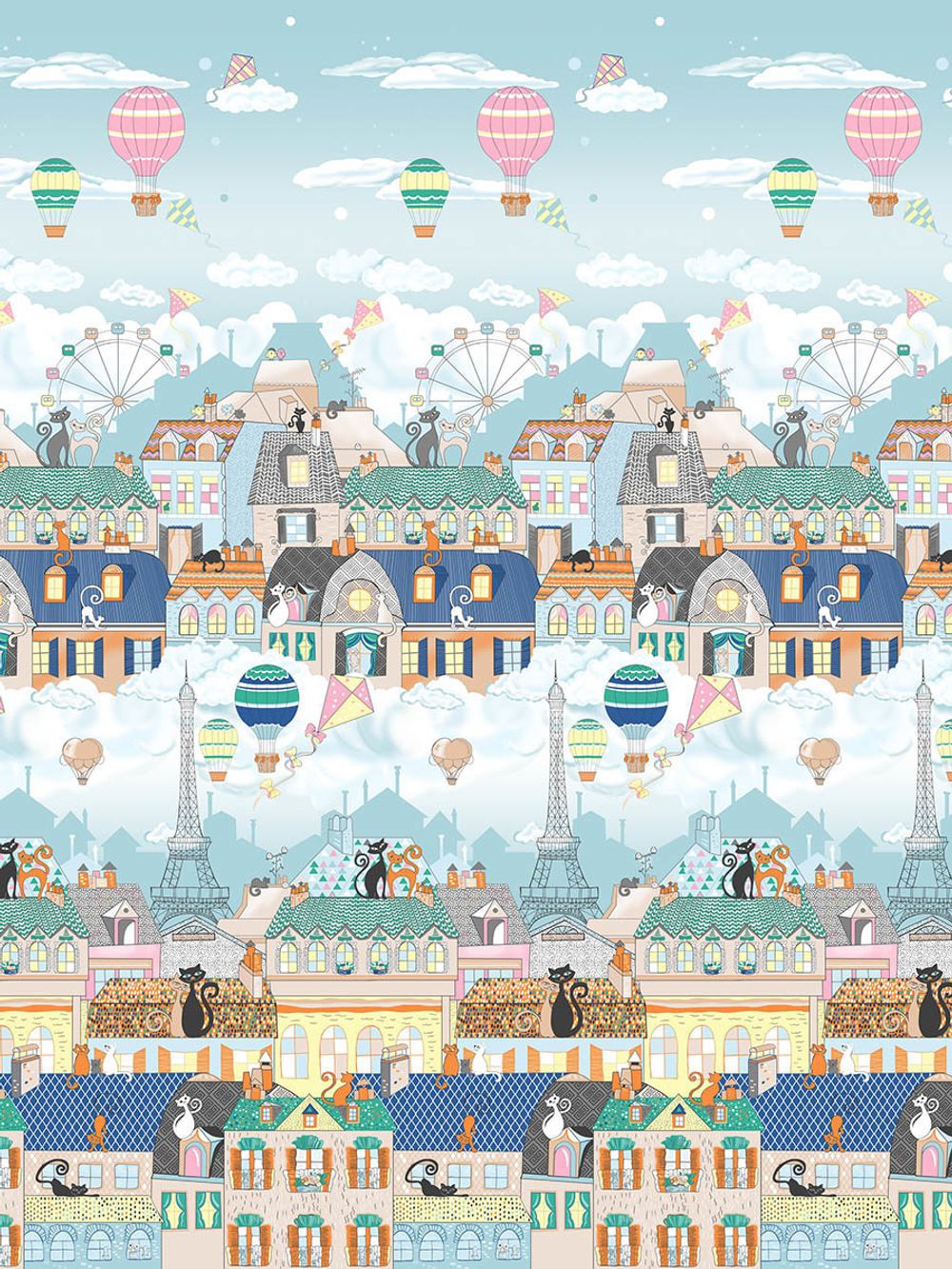 Постельное белье Сказка "Париж" 2-спальный Наволочка 50х70 см 2 шт Простынь 240х215 см Пододеяльник 175х215 см, перкаль