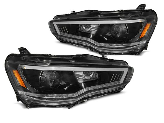 Передняя оптика MITSUBISHI LANCER Х 08-16 TUBE LIGHT SEQ BLACK