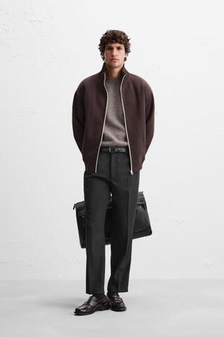 ZARA БРЮКИ ИЗ ФЛАНЕЛИ СО СКЛАДКАМИ, АНТРАЦИТОВО-СЕРЫЙ