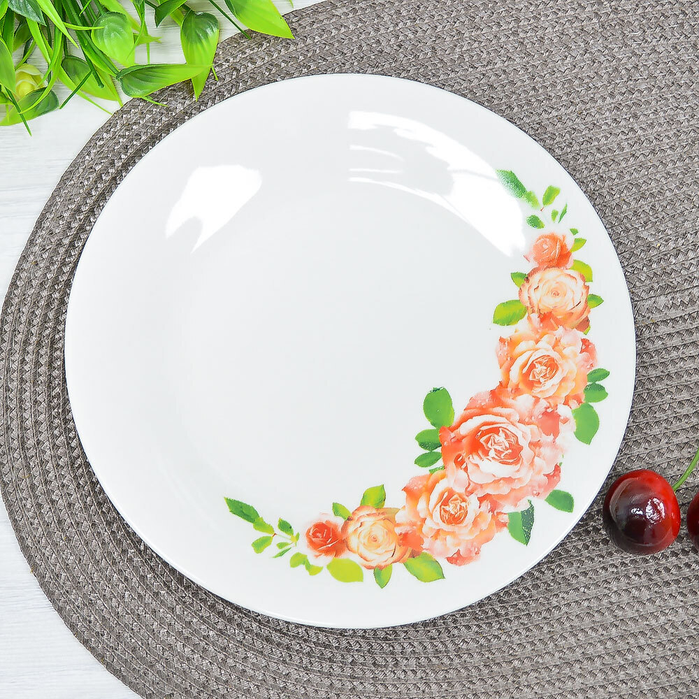 Тарелка десертная 20,5см Нежные розы (эконом)