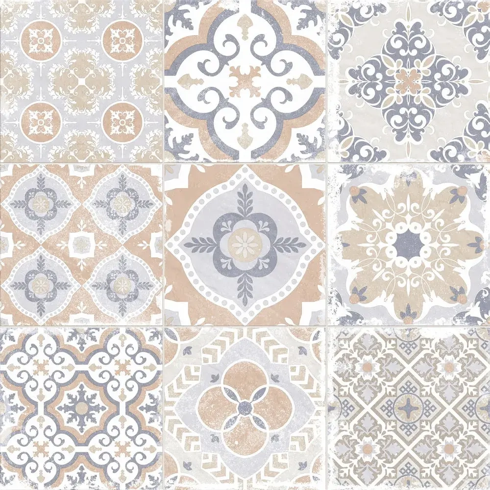 Керамогранит Alma Ceramica GFU04CTR14R Country 60x60 бежевый / голубой сахарный с орнаментом