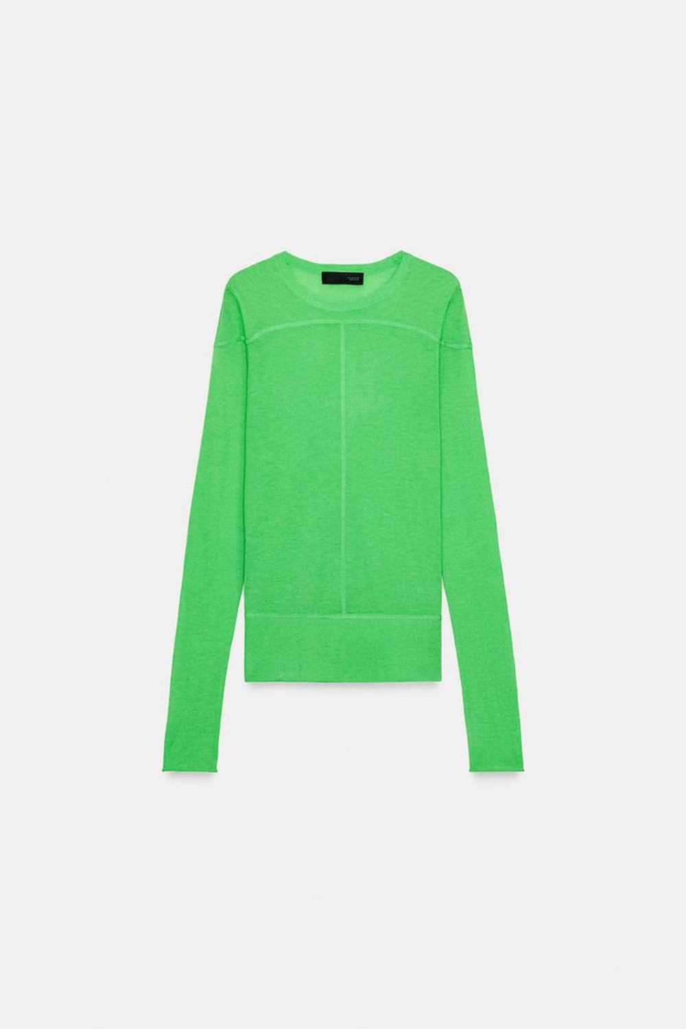 ZARA СВИТЕР ИЗ ТОНКОЙ СМЕСОВОЙ ШЕРСТИ, ЗЕЛЕНЫЙ