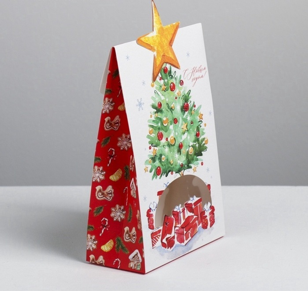 Коробка для десертов новогодняя 15*7*22см