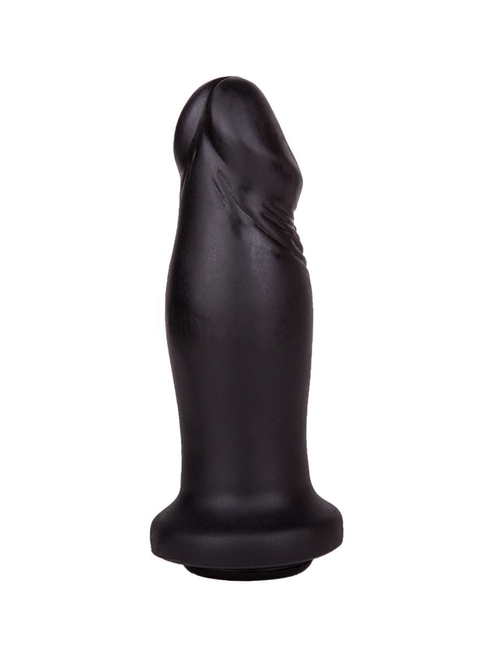 Чёрный анальный фаллоимитатор с ограничительным основанием - 14 см. (Цвет: черный)