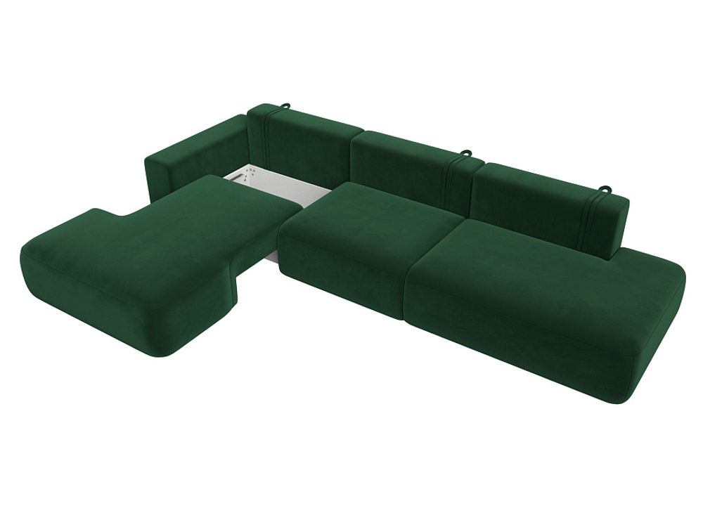 Диван угловой Лига-036 НПБ Модерн Лонг левый угол ВЕЛЮР Зеленый