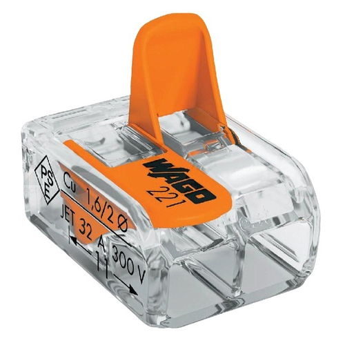 Клеммник WAGO 2 (одножильных или многожильных) х 0,08-4 мм 32A Cu [уп. 100шт] 221-412