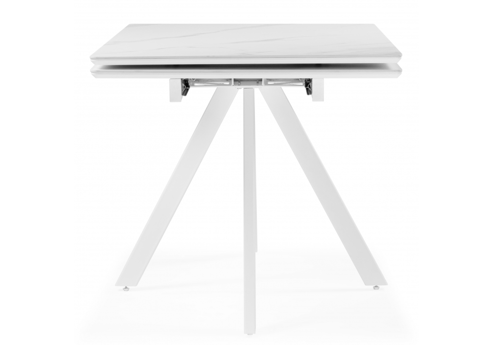 Керамический стол Woodville Вилли 140 (200) х 80 белый мрамор alpin white, snow white, белый, ножки белые