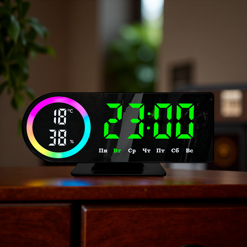 Часы-будильник настольные LED W601 Black