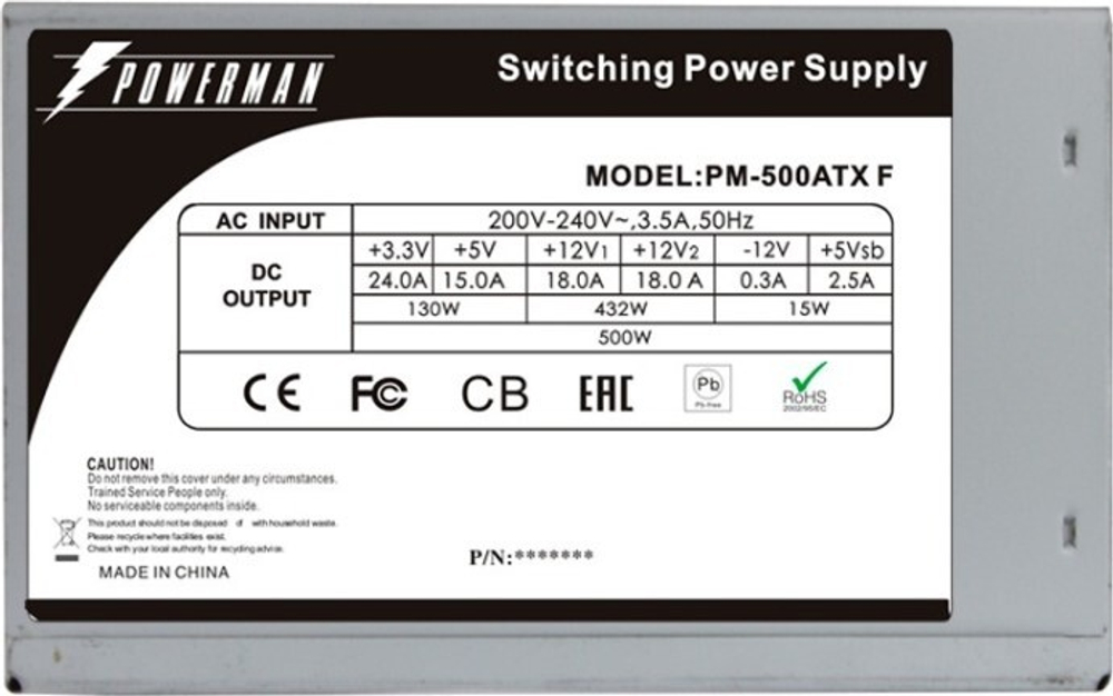 Блок питания ATX Powerman PM-500ATX-F